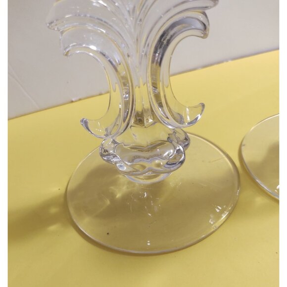 Vintage New Martinsville Glass Janice Shape Candlesticks Set of 2 - Picture 7 of 10